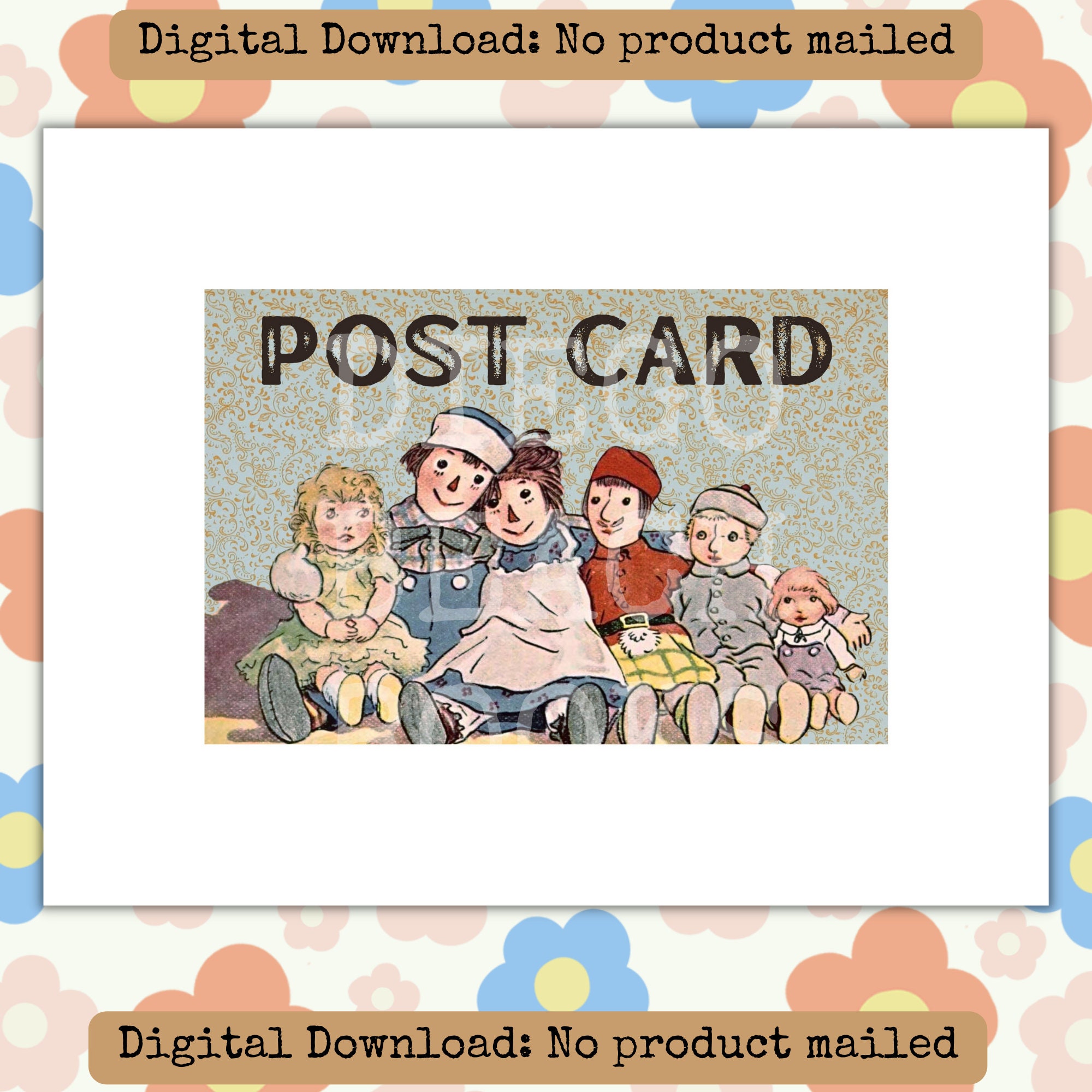 Raggedy Ann Postcard Printable Raggedy Ann Stationery Raggedy Ann Junk ...