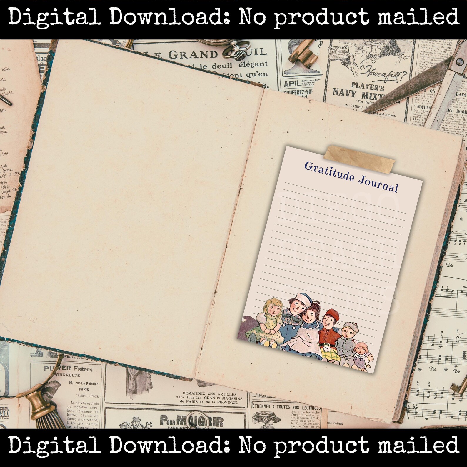 Raggedy Ann Printable Pages Storybook Scrapbook Gratitude Journal Cards ...