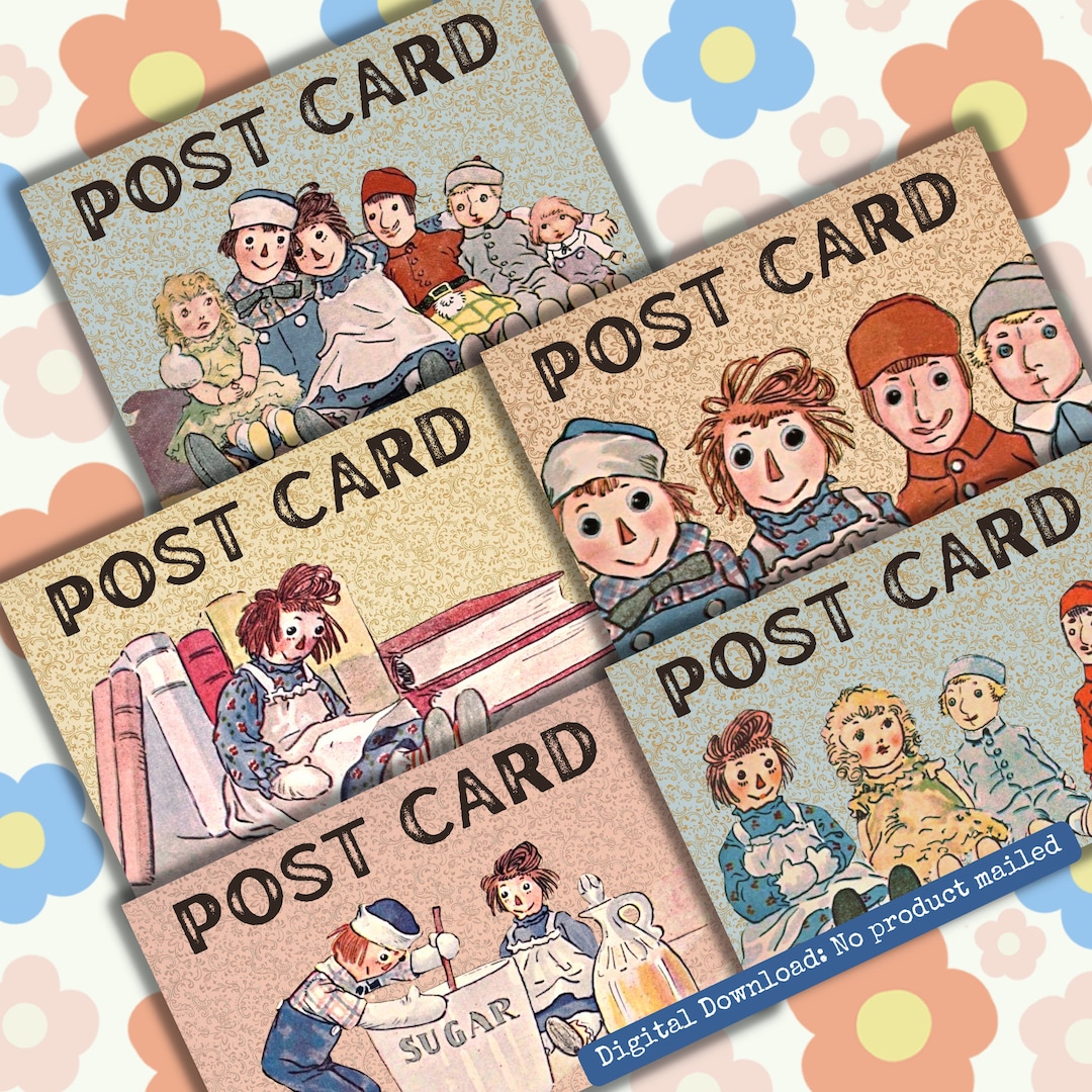 Raggedy Ann Postcard Printable Raggedy Ann Stationery Raggedy Ann Junk ...