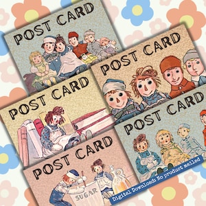 Cartolina Raggedy Ann stampabile Cancelleria Raggedy Ann Raggedy Ann Junk Journal Carte posta felice Raggedy Ann Scrapbooking Ephemera stampabile