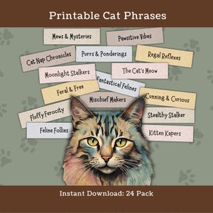 Cat Word Pack Printable Phrases Kitty Word Embellishments