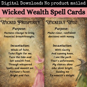 Carte da scrapbooking ispirate a Wicked, pacchetto di incantesimi di ricchezza e abbondanza, effimeri magici per scrapbooking, collage di carte Wicked, stampa di Glinda che sfida la gravità