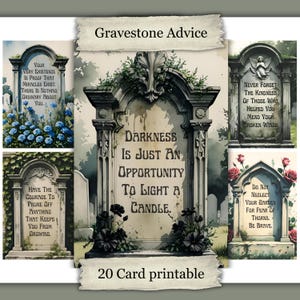 Life Advice from a Headstone Printable Scrapbook Cards Gothic Graveyard Junk Journal Kit