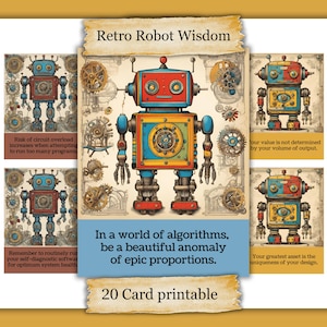 Life Advice from a Robot Printable Scrapbook Cards Junk Journal Kit STEM Prints