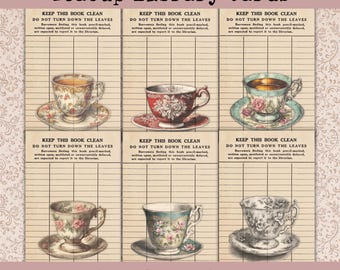 Tea Party Cards Gift Tags Printable Cards Digital Collage Sheet - Print ...