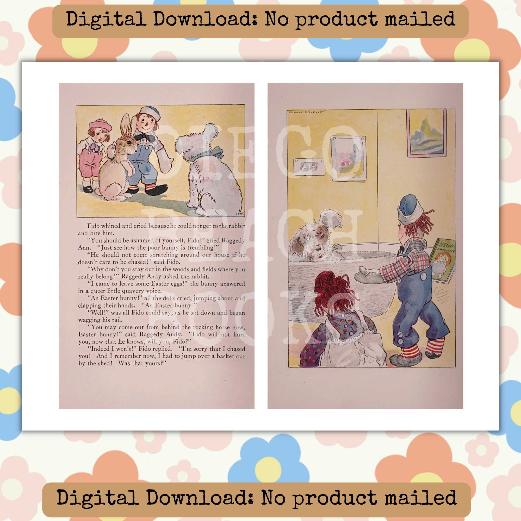 Raggedy Ann Book Pages Vintage Printable Download Set 2, Vintage ...