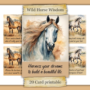 Consejos de vida de un caballo, álbum de recortes imprimible, tarjetas de aliento, diario basura occidental, efímeras