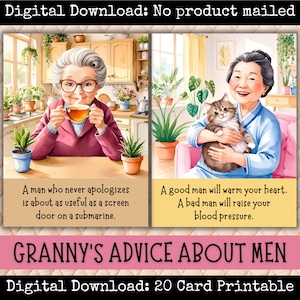 Les conseils de grand-mère sur les hommes Cartes imprimables drôles et impertinentes de grand-mère Cartes de collage pour scrapbooking à faire soi-même