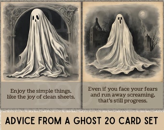 Life Advice from a Ghost Printable Printable Cards Spooky Junk Journal Ephemera