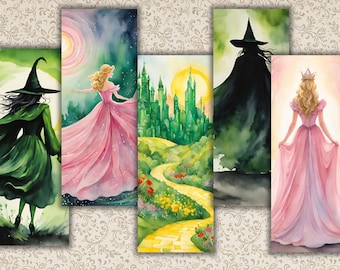 Wicked Inspired Bookmark Printable Set Ephemera Gift Tags Party Supplies Stationery School Supplies Planner Glinda Defying Gravity Popular