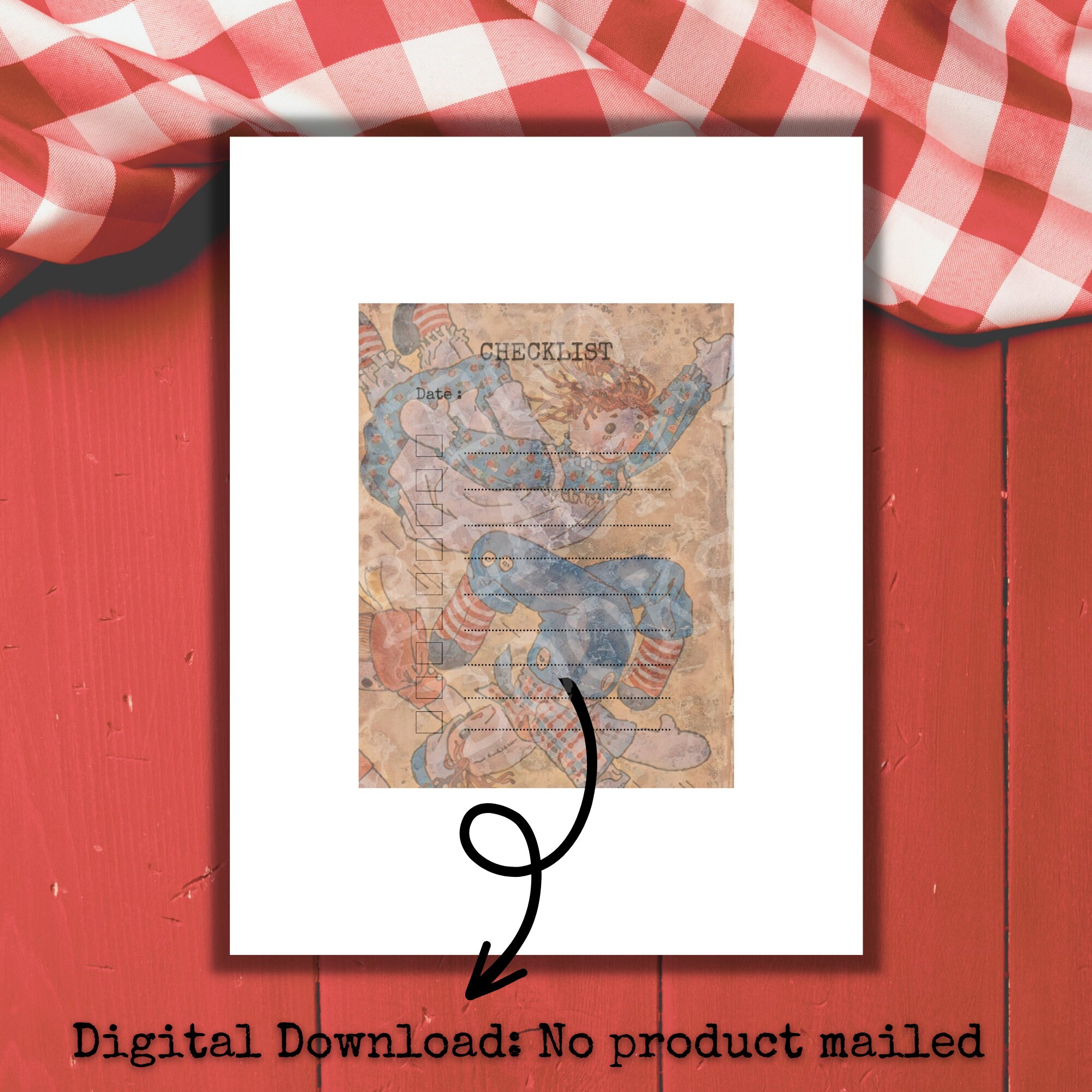 Raggedy Ann Vintage Printable Checklist Set, Vintage Raggedy Ann ...