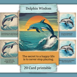 Life Advice from a Dolphin Printable Scrapbook Cards Ocean Junk Journal Kit Nautical Ephemera