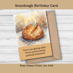 Sourdough Bread Birthday Card Printable Greeting Perfectly Fermented