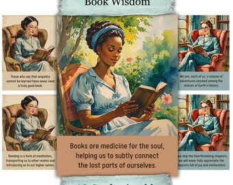 Printable Book Lover Quote Cards Scrapbook Junk Journal Ephemera Book Club Favors