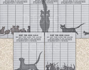 Black Cat Library Card Printable Vintage Ephemera