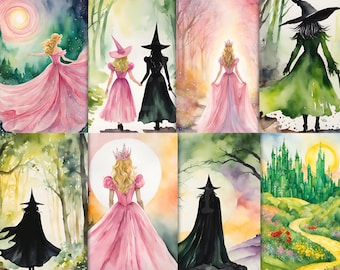 Wicked Inspired Image Pack Junk Journal Ephemera Gift Tags Collage Papers Scrapbook Printable Cards Defying Gravity Glinda Musical Popular