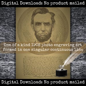 President Lincoln Gettysburg Address Antique Photo Engraving American History Patriotic United States Civil War Historical Artifact Print