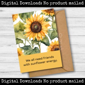 Sonnenblume Karte Freundschaft Geburtstag Danke Tochter Mama Tante Oma Lehrer Freundin Geschenk Printable Happy Mail Briefpapier Beste Freunde