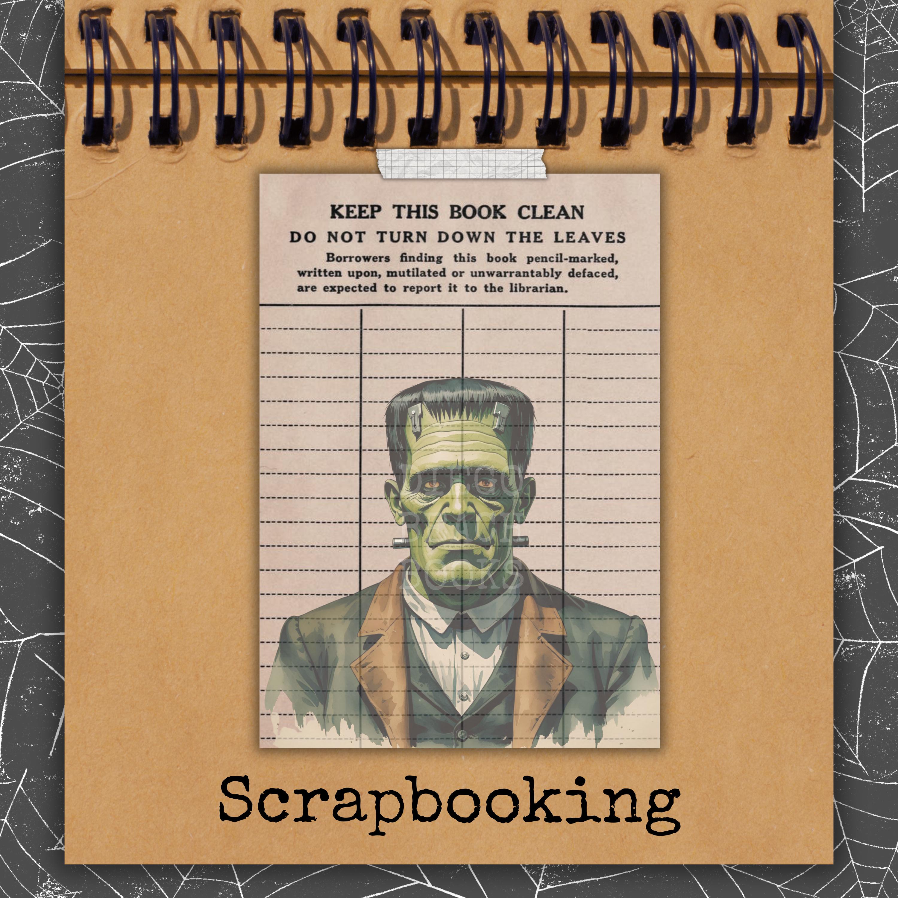 Classic Monster Library Cards Printable Vintage Ephemera for Scrapbooks ...