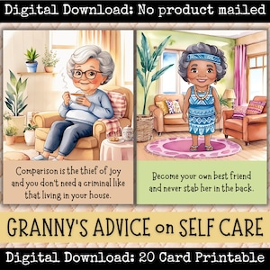 Conseils de grand-mère pour prendre soin de soi Cartes imprimables Grandmacore Sagesse féminine