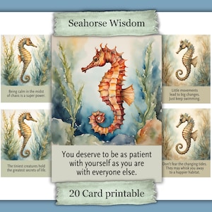 Life Advice from a Seahorse Printable Ocean Junk Journal Cards Nautical Ephemera