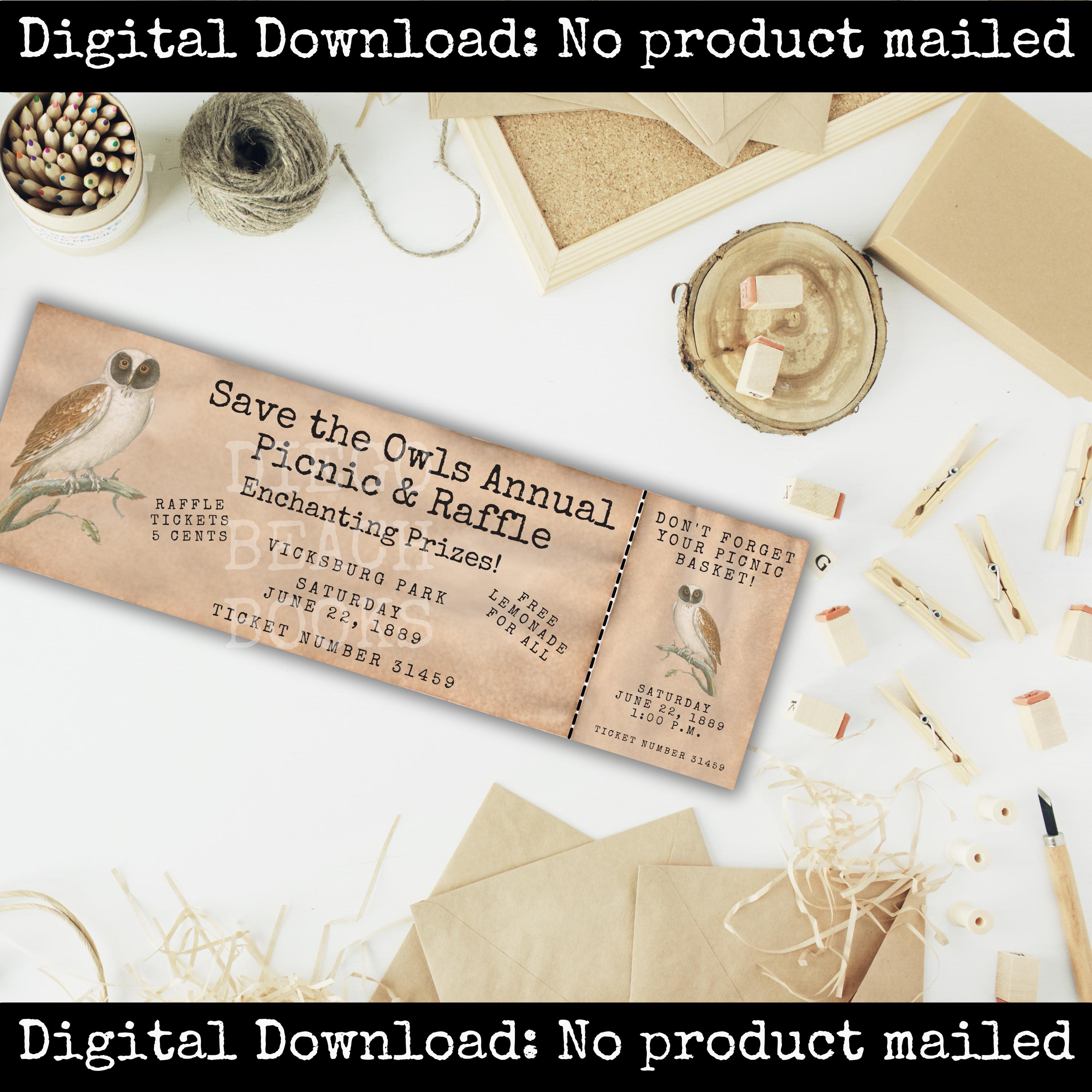 Owl Bookmarks Printable Raffle Ticket Scrapbook Cards Junk Journal ...
