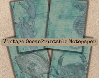 Vintage Ocean Printable Lined Notepaper Set 1 Vintage Ocean Ephemera Vintage Junk Journal Printable Ephemera