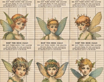 Pixie Library Card Printable Vintage Scrapbook Papers