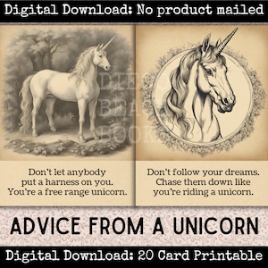 Les conseils d'une licorne Cartes imprimables 20 invites magiques de journal pour les indésirables Carnets de scrapbooking Étiquettes Cadeaux féeriques et Happy Mail