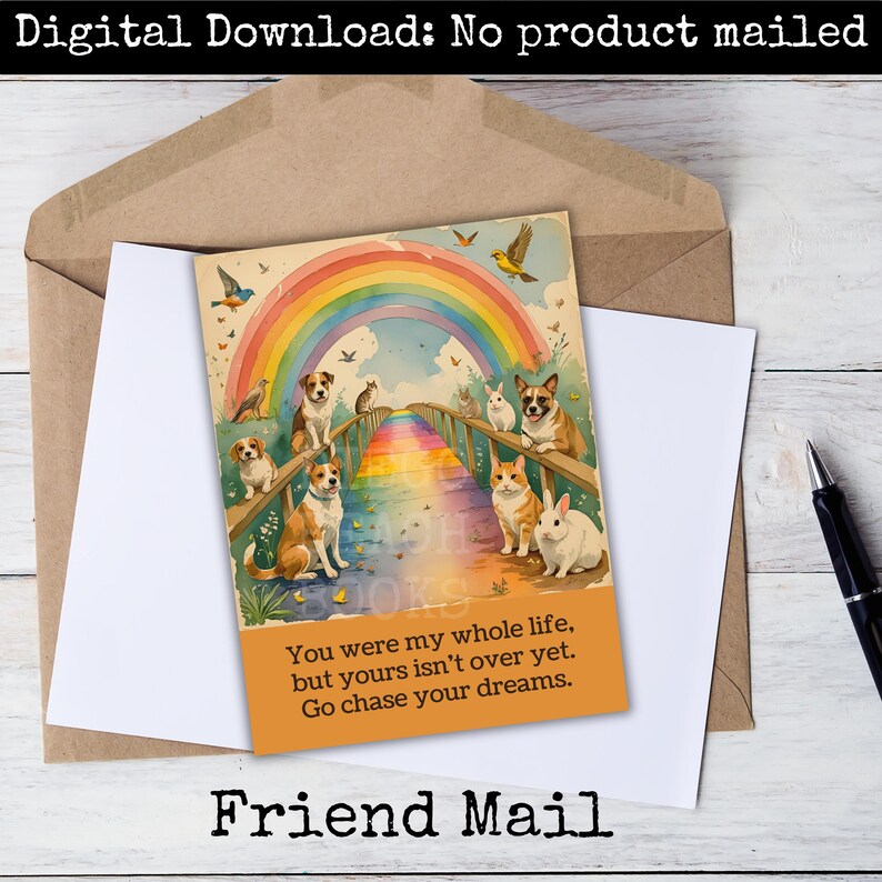 Messages From Rainbow Bridge Printable Pet Loss Cards for Comfort ...