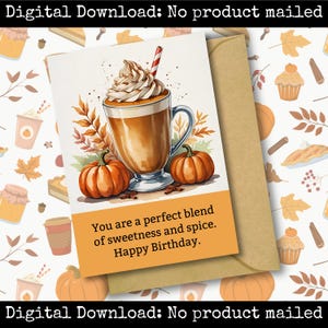 Pumpkin Spice Latte Printable Birthday Greeting Card