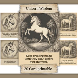 Printable Life Advice from a Unicorn Scrapbook Cards