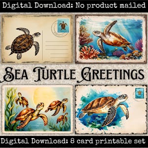Ensemble de cartes postales imprimables tortue de mer vintage éphémères de plage nautique pour journaux indésirables scrapbooking Summer Happy Mail