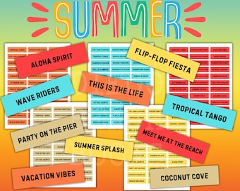 Summer Words Phrases Printable Word Embellishments