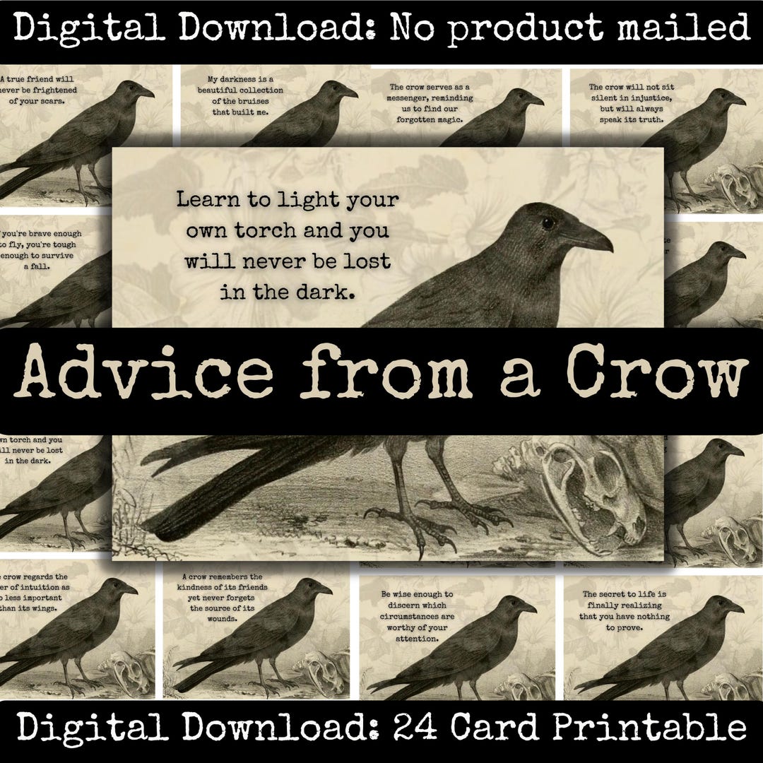 Advice From a Crow Printable Cards Scrapbook Ephemera Junk Journal Kit ...