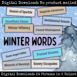 Winter Word Embellishments 24 Printable Phrases for Crafts