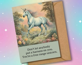 Unicorn Encouragement Card Support Break Ups Chasing Dreams Being Yourself