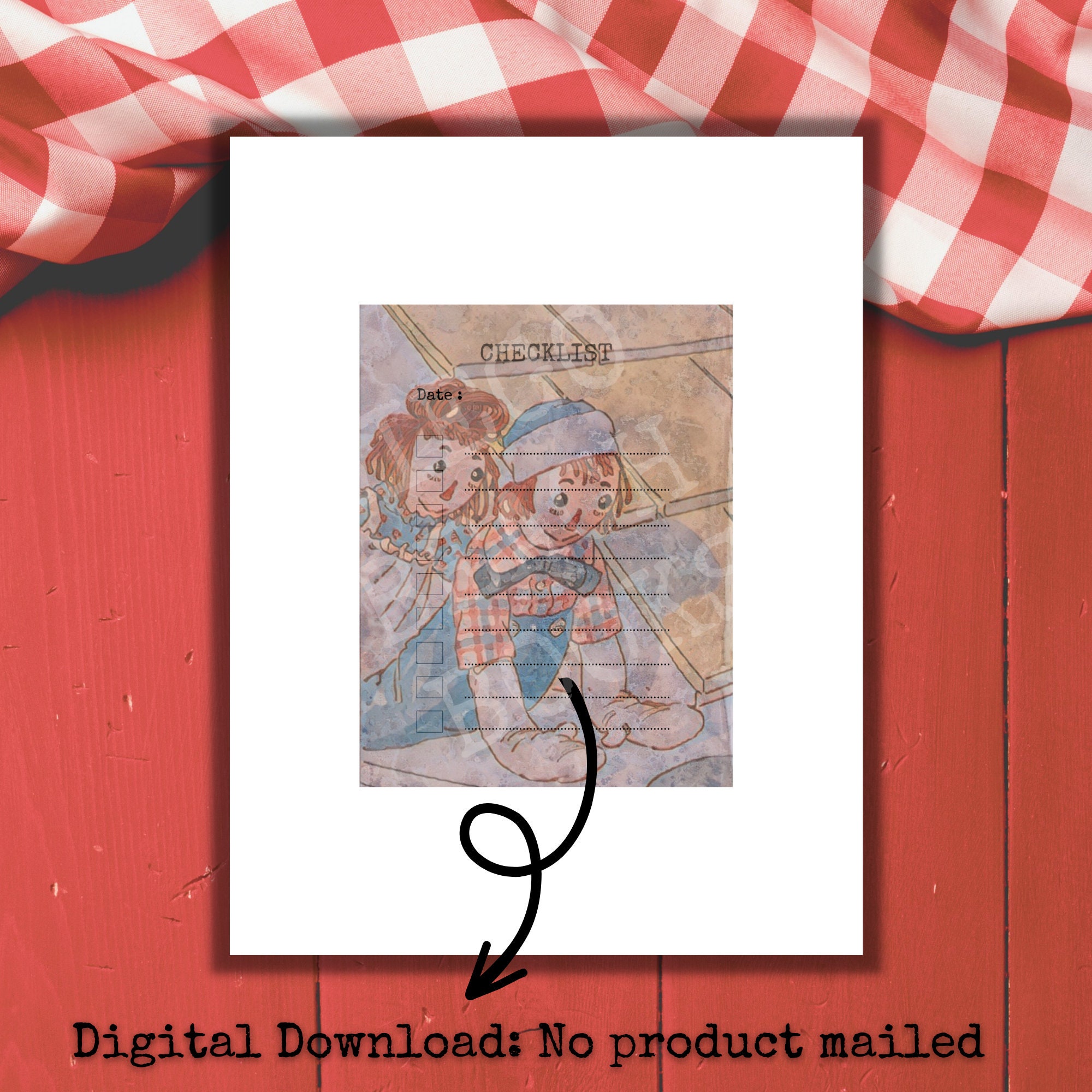 Raggedy Ann Vintage Printable Checklist Set, Vintage Raggedy Ann ...