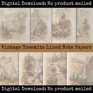 Yosemite Image Pack chromo lithographies vintage camping éphémères scrapbooking indésirable carnet cartes collage feuille papier à lettres imprimable