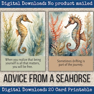 Life Advice from a Seahorse Cards Printable Junk Journal Kit Nautical Ephemera Beach Scrapbook Collage Sheet Vision Board Prints