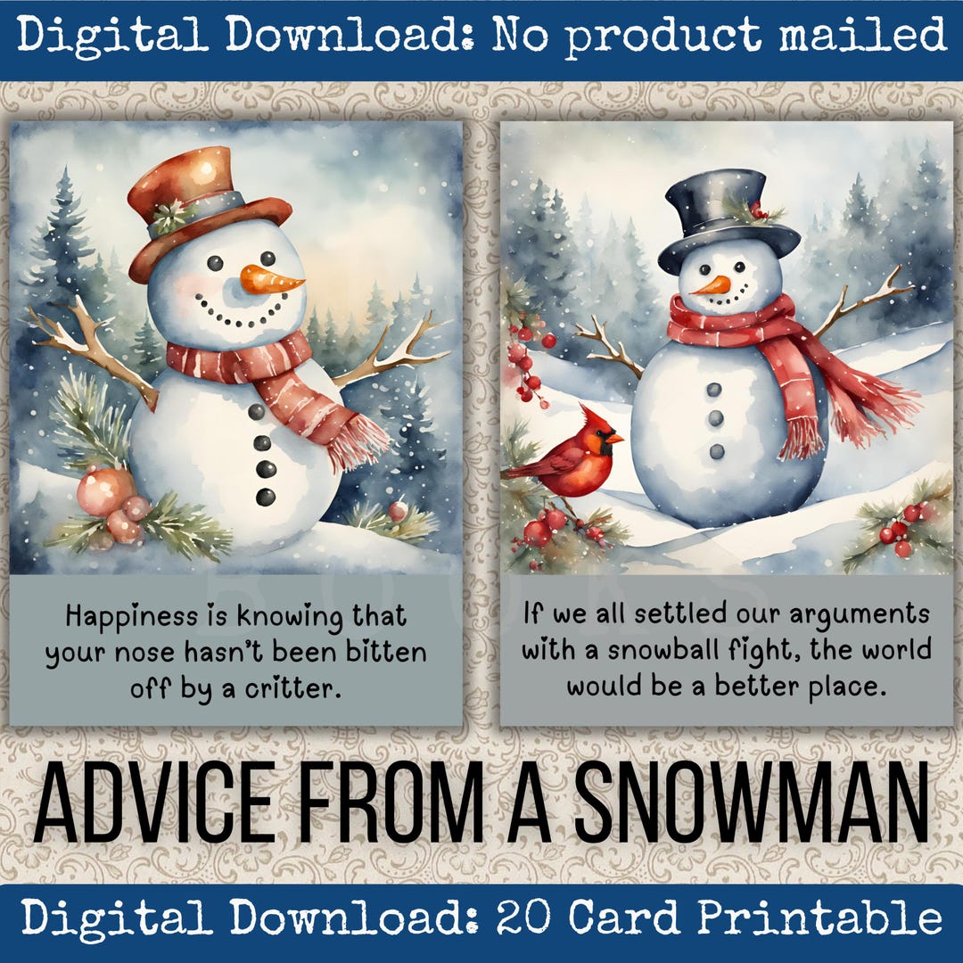 Advice From a Snowman Printable Cards Winter Ephemera Winter Junk ...