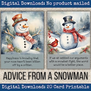 Consejos de un muñeco de nieve Tarjetas imprimibles Efímeras de invierno Kit de diario basura de invierno Efímeras navideñas Etiqueta de regalo Notas para lonchera Álbum de recortes Collage
