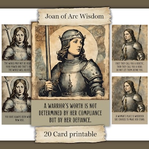 Life Advice from Joan of Arc Printable Scrapbook Cards Junk Journal Kit Women Warriors Saints