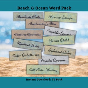Strand Phrasen druckbar nautischen Ozean Wort Streifen Set Verzierungen für Junk Journals