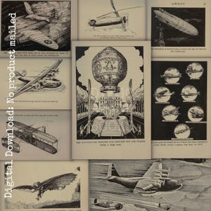 Printable Vintage Aircraft Image Scrapbook Cards Aviation Junk Journal Ephemera