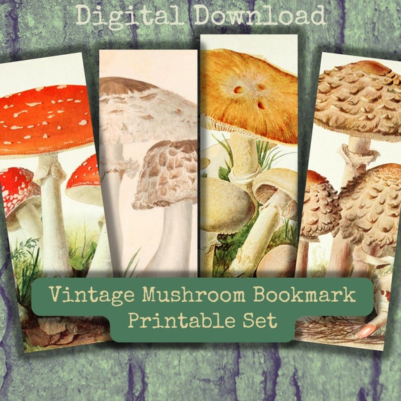 Mushroom Bookmark Printable Set 2, Mushroom Book Mark Printable, Vintage  Garden Ephemera, Vintage Mushroom Junk Journal