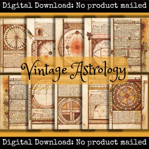 Vintage astrologie imprimable des années 1700 pages de livre d'astrologie zodiaque indésirable journal éphémères Scrapbook papiers techniques mixtes