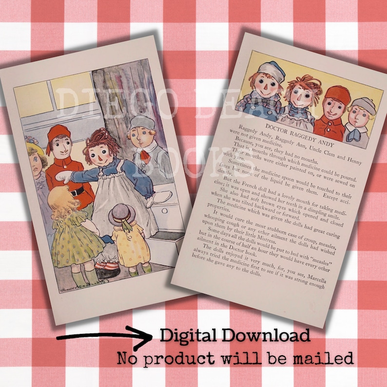 Raggedy Ann Book Pages Vintage Printable Download Set 1 Vintage Raggedy ...