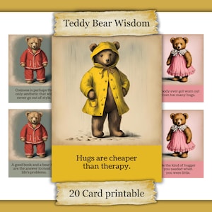Life Advice from a Teddy Bear Printable Scrapbook Quote Cards Cottage Core Junk Journal Kit