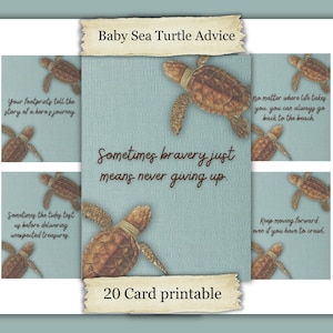 Life Advice from a Baby Sea Turtle Printable Ocean Scrapbook Cards Nautical Junk Journal Kit